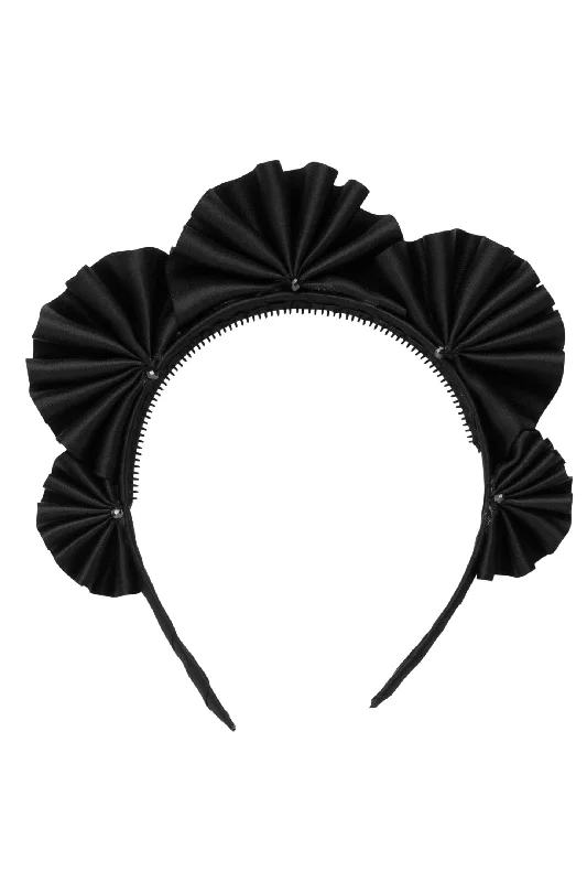 vintage hairpins for romantic looks -Accordion Headband - Black