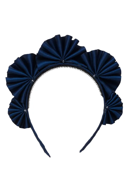 luxurious pearl hairbands for wedding wear -Accordion Headband - Navy