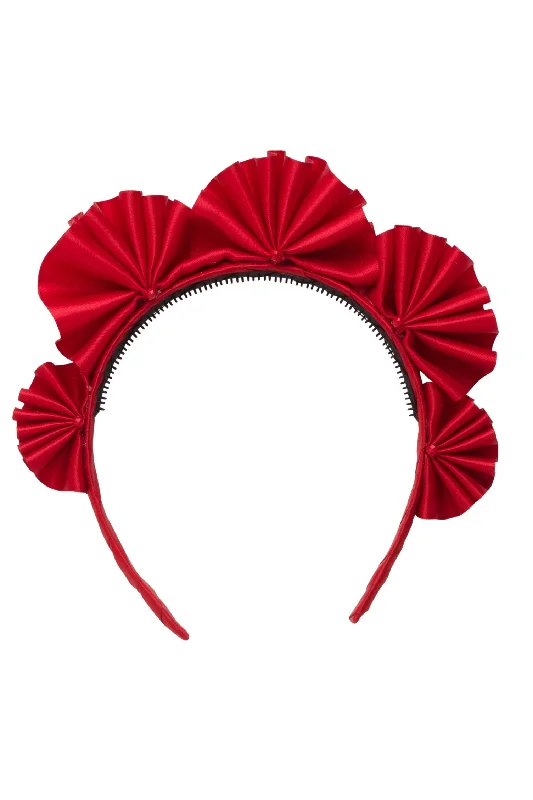 colorful silk hair scrunchies for summer hairstyles -Accordion Headband - Red