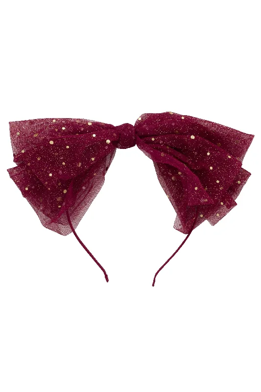 luxurious velvet hairbands for winter styles -Ava Dot Headband - Burgundy