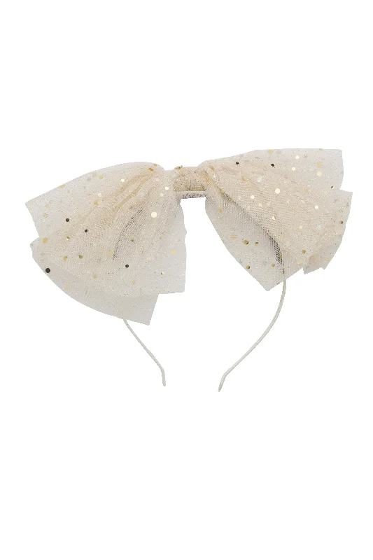 oversized flower clips for dramatic hairstyles -Ava Dot Headband - Ivory