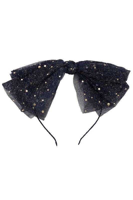 delicate crystal hairpins for subtle elegance -Ava Dot Headband - Navy