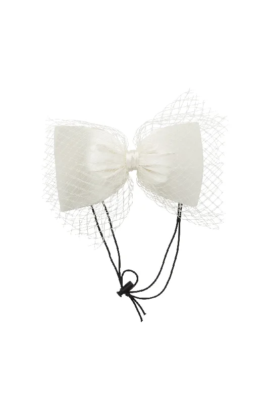 crystal-encrusted hairbands for dazzling hairstyles -Avant Garde Bow Grand - Dove Ivory