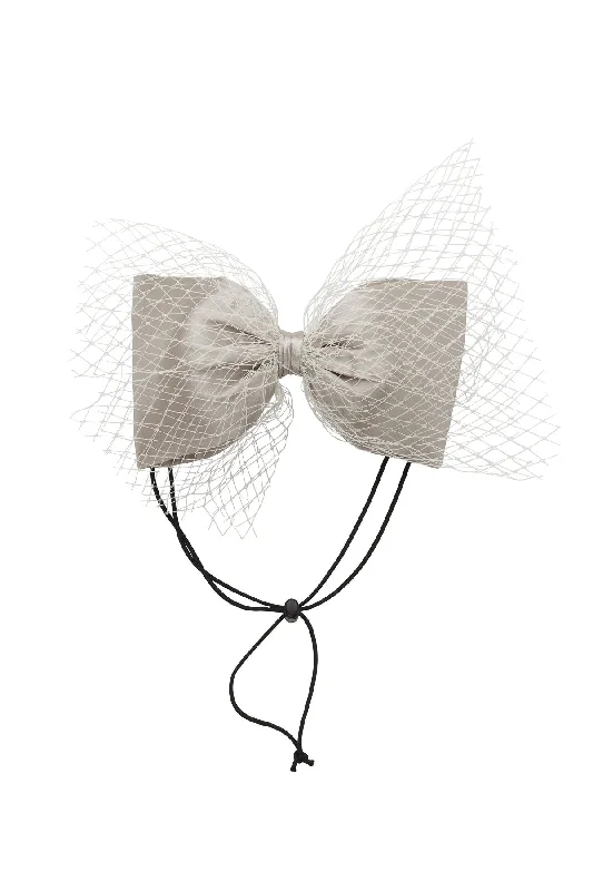 boho chic hair clips for relaxed looks -Avant Garde Bow Grand - Silver