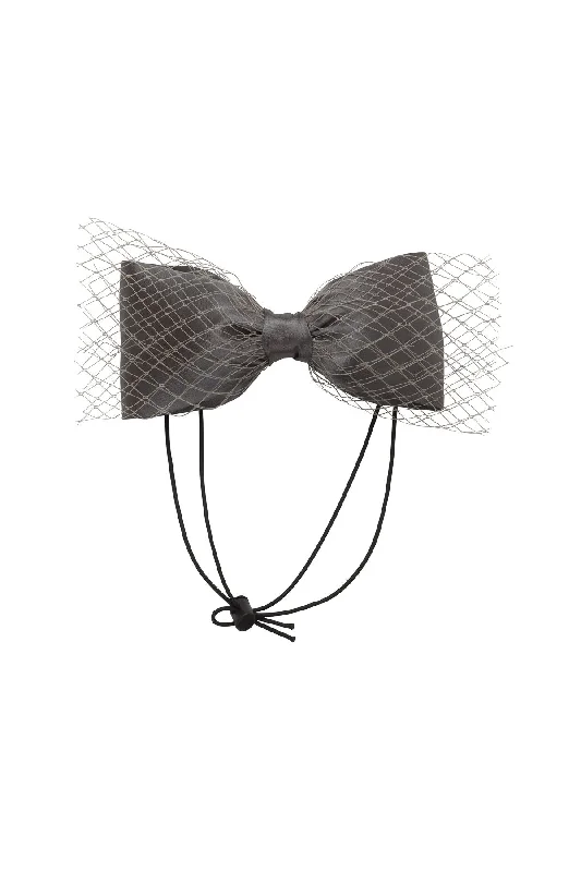 romantic floral hair accessories for weddings -Avant Garde Bow Petit - Charcoal