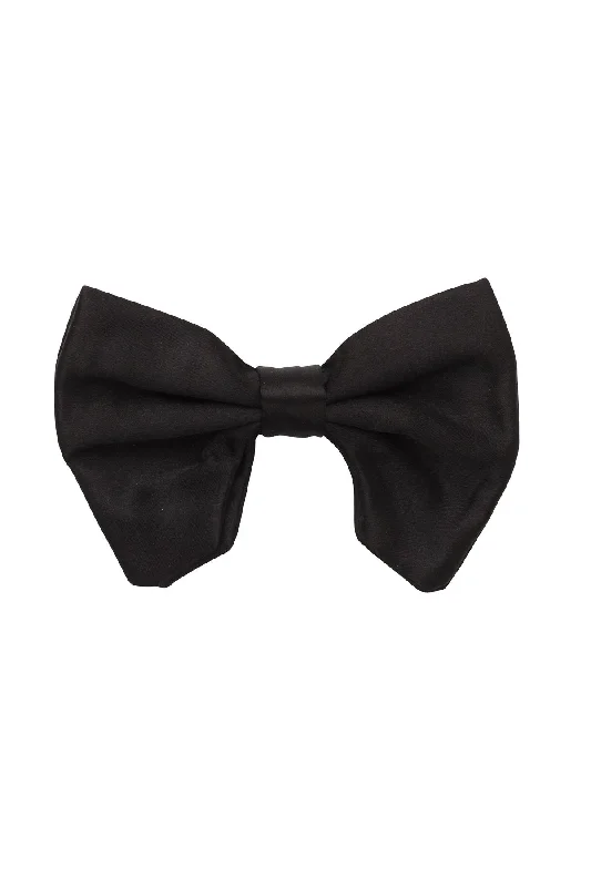 handmade satin hairbands for delicate finishes -Avant Garde Bowtie - Black Satin