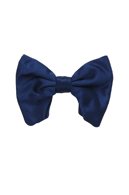 sparkly hair clips for evening events -Avant Garde Bowtie - Navy Satin