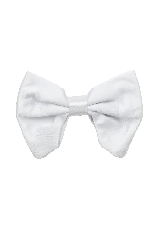 cute velvet hairpins for relaxed styles -Avant Garde Bowtie - White Satin