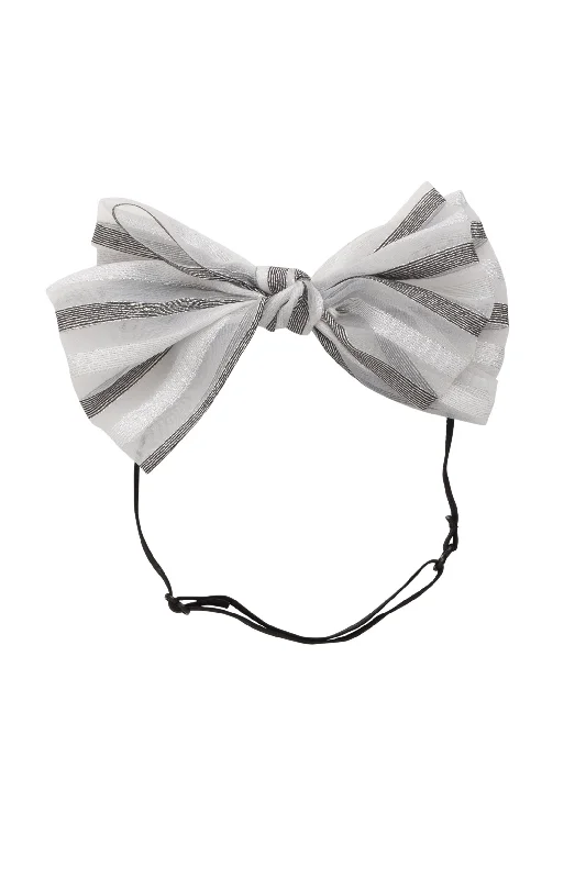 cute bow hairbands for a playful style -Ava Stripe Wrap - Organza - Black/White