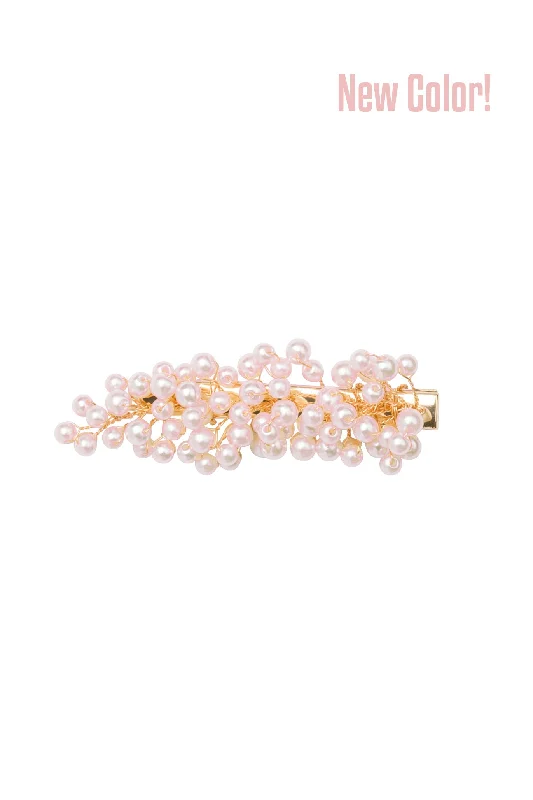 gold-tone hair clips for luxury looks -Baby's Breath Royal Clip - Pink Pearl