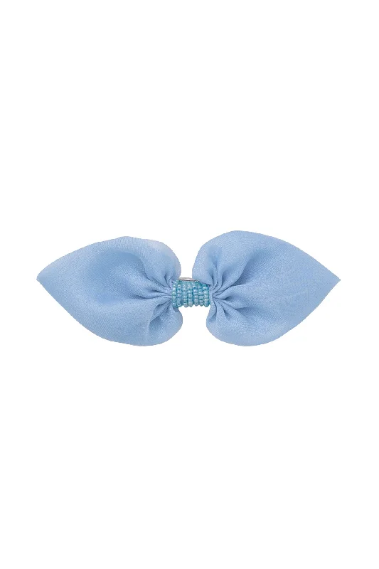 bohemian headbands for relaxed looks -Ballroom Tapered Clip/Bowtie - Light Blue Organza