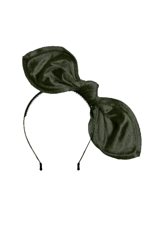 elegant rhinestone headbands for evening wear -Bubble Ear - Olive Velvet