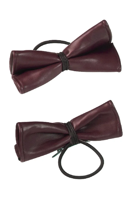 large metal hairpins for bold styles -Butterfly Leather Clip/Pony (1 pc) - Burgundy