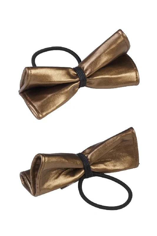 chic tortoiseshell hair clips for a stylish look -Butterfly Leather Clip/Pony (1 pc) - Copper