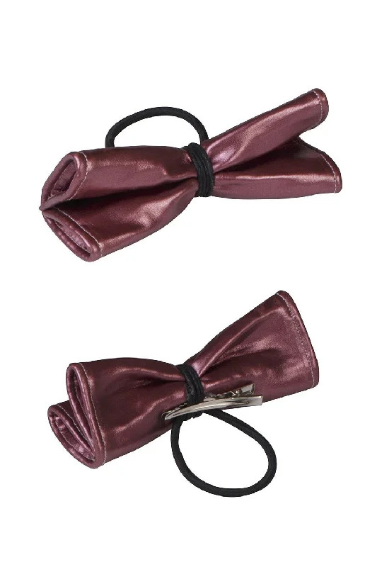 fun glittery hair accessories for festive vibes -Butterfly Leather Clip/Pony (1 pc) - Raspberry