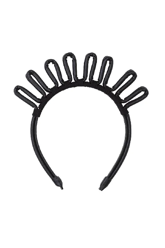 sleek satin hairpins for a polished finish -Doodle Leather Headband - Black