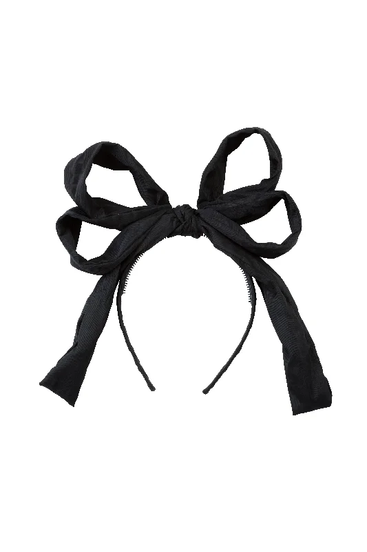 luxurious hair accessories for special events -Double Party Bow Headband - Black