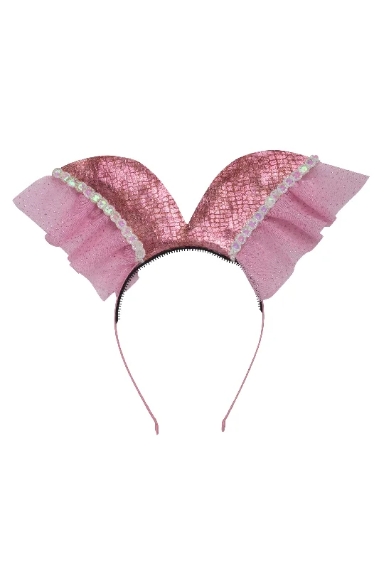 elegant metal hairpins for high-fashion looks -Elegant Butterfly Headband - Pink