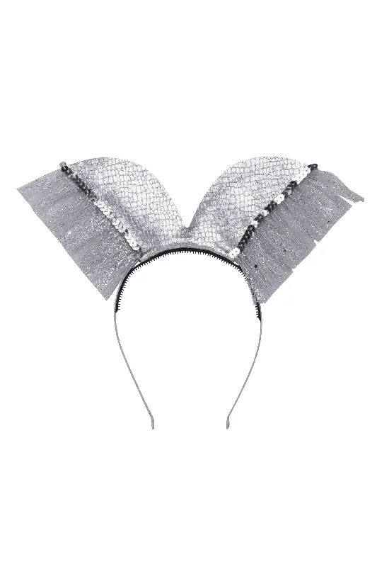 floral hair accessories for casual events -Elegant Butterfly Headband - Silver