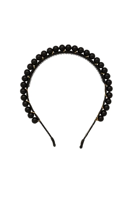 colorful hairbands for vibrant hairstyles -Even Pearls Headband - Black