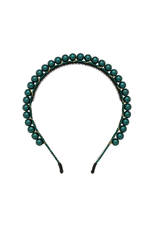 delicate floral hairpins for a natural touch -Even Pearls Headband - Teal