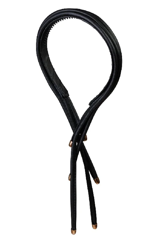 oversized velvet hairbands for trendy looks -Extension Leather Headband - Black