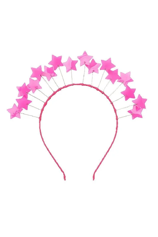 elegant metal hairpins for high-fashion looks -Floating Crown - PVC Hot Pink Stars