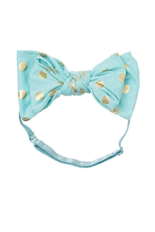 intricate pearl hairbands for wedding day looks -Floppy Dotty Wrap - Teal