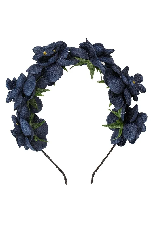 charming flower hairbands for outdoor events -Floral Crown - Navy