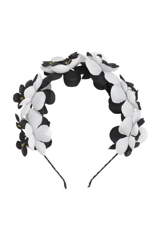 unique wedding hair accessories for brides -Floral Crown - White/Black