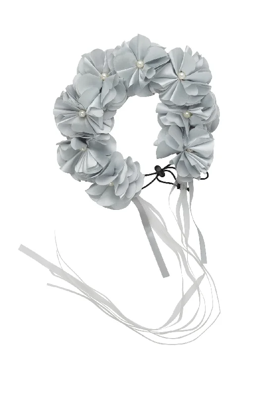 fun glittery hair accessories for festive vibes -Floral Wreath Full - Light Silver