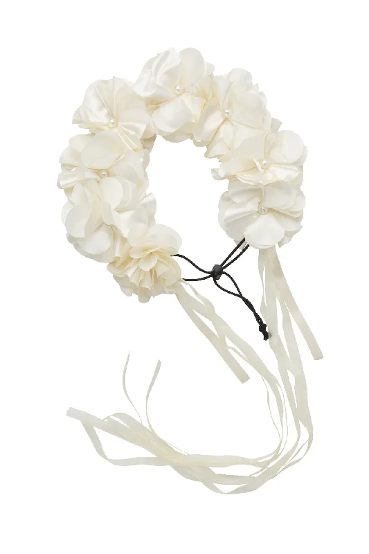 trendy headbands for active lifestyles -Floral Wreath Full - Dove Ivory