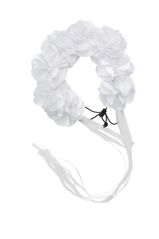 glamorous crystal hairbands for a chic effect -Floral Wreath Full - White