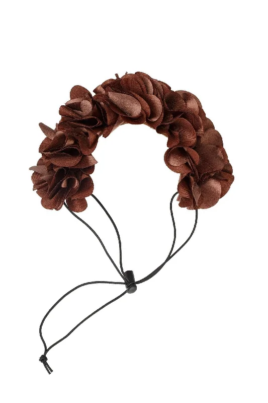 delicate lace headbands for vintage-inspired looks -Floral Wreath Petit - Brown