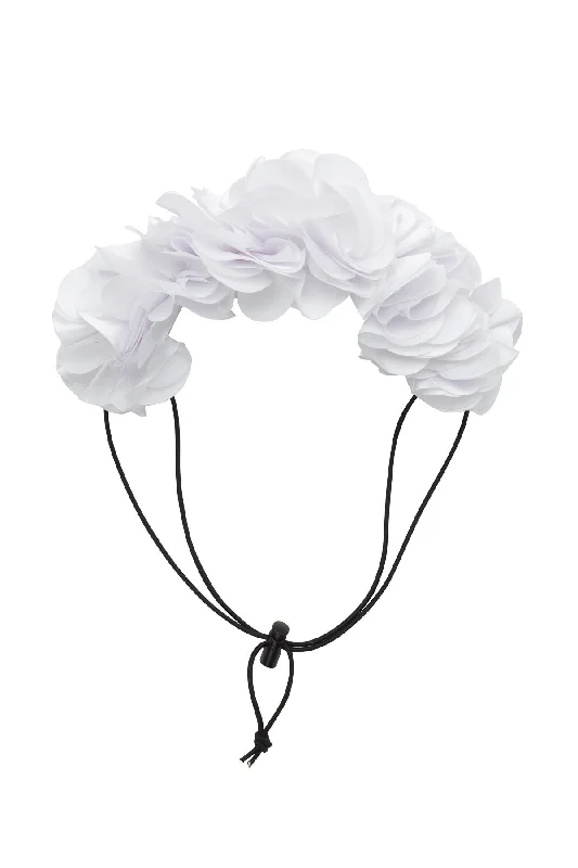 chic silver hairpins for subtle shine -Floral Wreath Petit - White