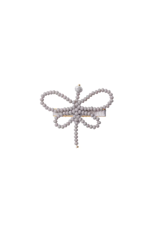 bridal rhinestone hair combs for elegance -Glass Butterfly Clip - Grey Silver