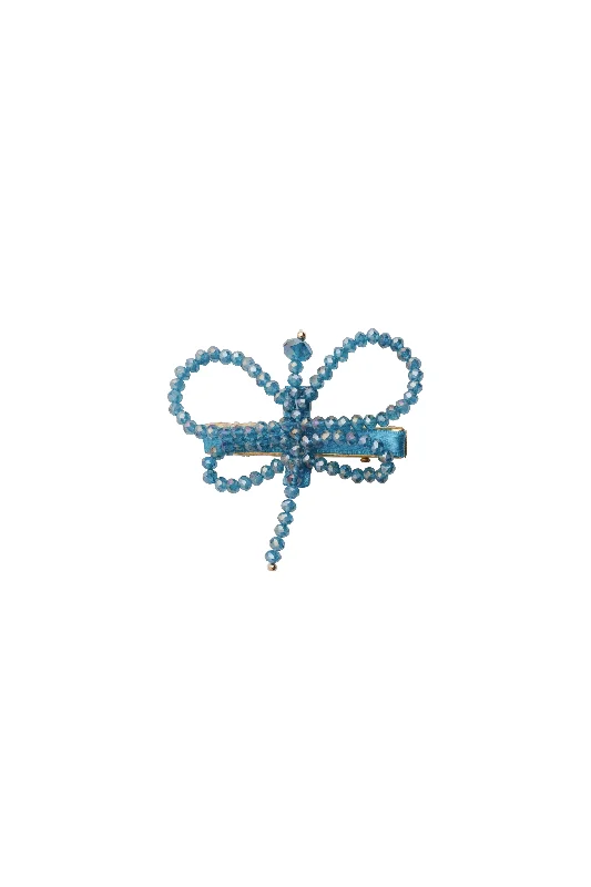 sparkly hair clips for evening events -Glass Butterfly Clip - Turquoise