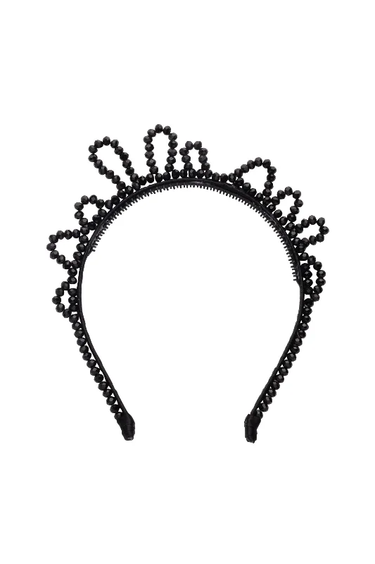 trendy flower hairpins for a fun touch -Glass Princess Headband - Black