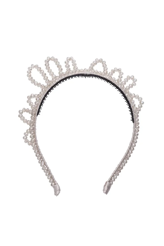 handmade rhinestone headbands for bridal wear -Glass Princess Headband - Clear