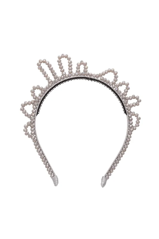 luxurious pearl hairpins for a refined look -Glass Princess Headband - Grey Silver