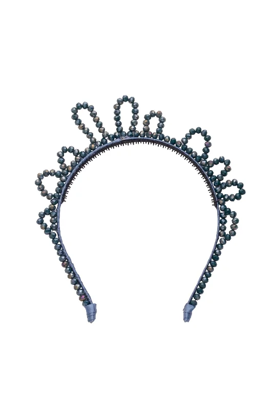 elegant wedding hair accessories for bridesmaids -Glass Princess Headband - Navy Shimmer