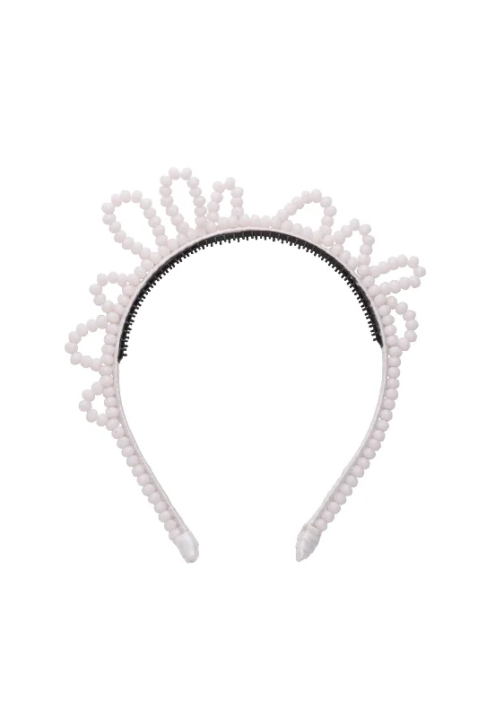 minimalistic metal hairbands for a sleek look -Glass Princess Headband - White