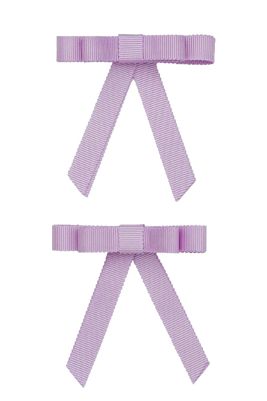 trendy rhinestone clips for casual events -Grosgrain Bow Clip Set (2) - Lilac