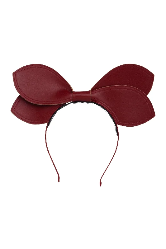 oversized crystal headbands for special events -Growing Orchid Headband - Burgundy Leather