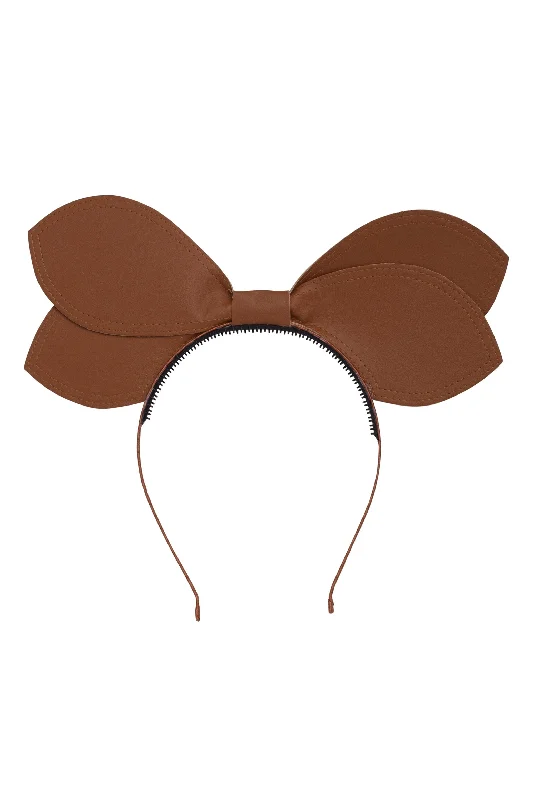 modern satin hairbands for sleek styles -Growing Orchid Headband - Dark Khaki Leather