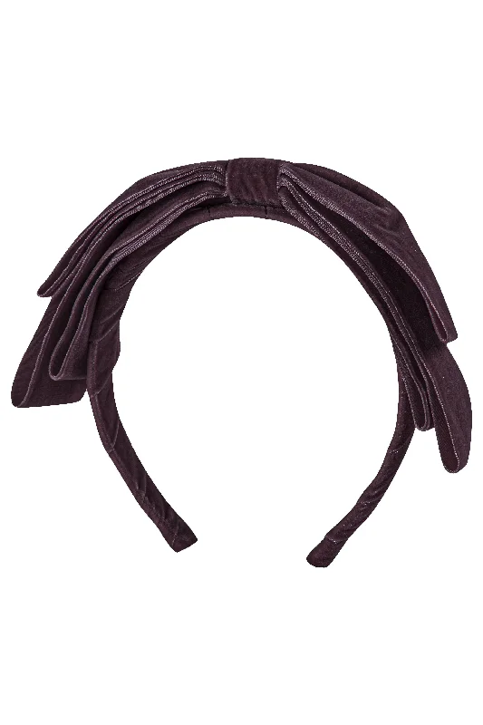 cute bow hairbands for a playful style -Heather - Deep Purple Velvet