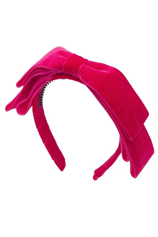 pearl headbands for a refined look -Heather - Fuschia Velvet