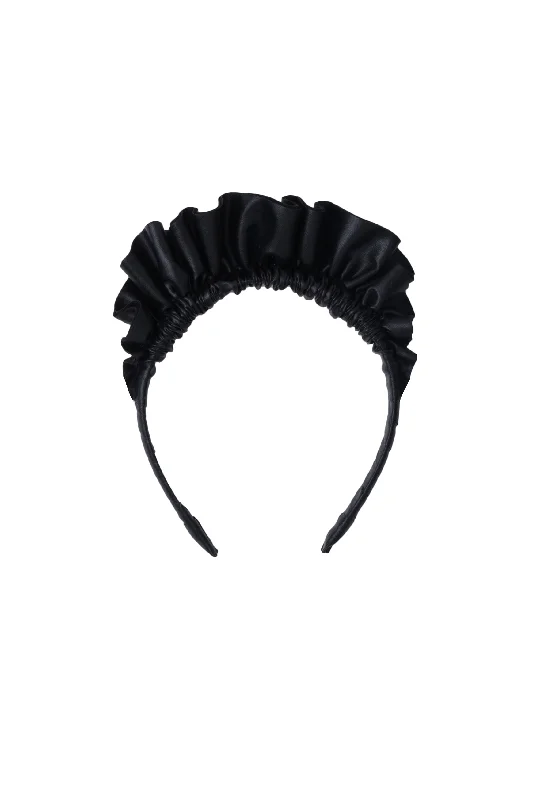 fancy pearl headbands for formal events -Leather Fan Headband - Black