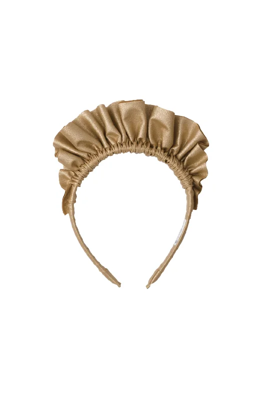 hair accessories for short haircuts -Leather Fan Headband - Gold