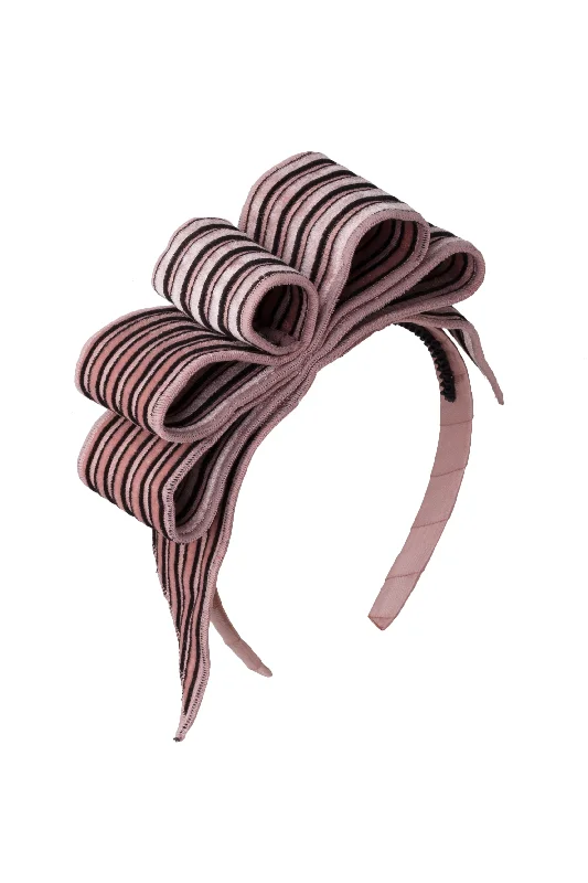 crystal-encrusted hairbands for dazzling hairstyles -Loop Headband - Velvet - Pink/Black Lines